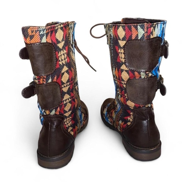 Colorful Patterned Lace-Up Boots - Picture 3 of 7